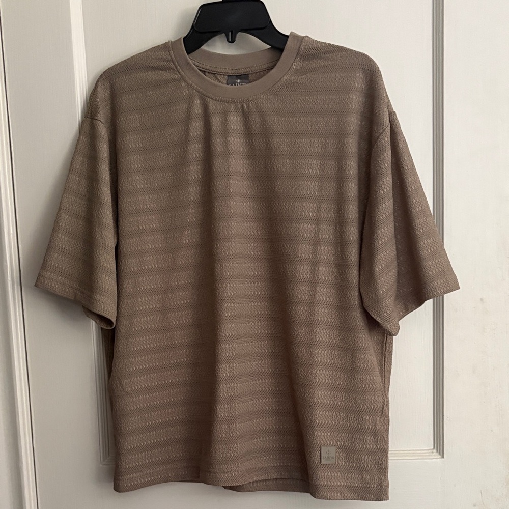 Men's Tan Striped Short Sleeve Tee